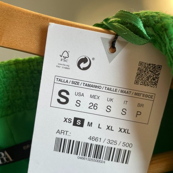 ZARA  Small Kelly Green Tweed Dress with Crystal Buttons - Picture 2 of 9